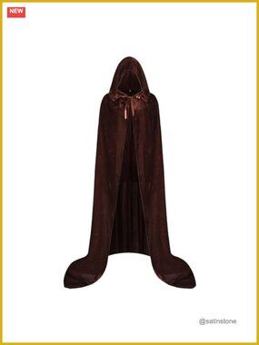Velvet Hooded Cape Cloak Halloween Vampire Witch Costume